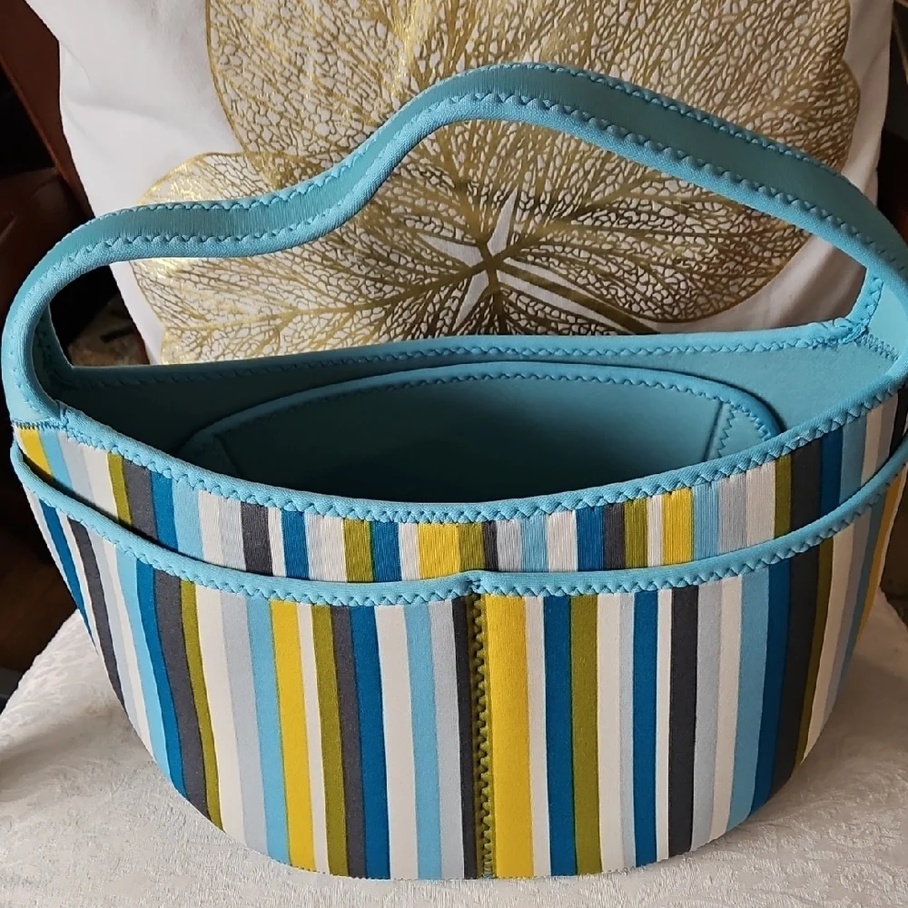 Blue and Yellow Oval Bag with Sturdy Handles